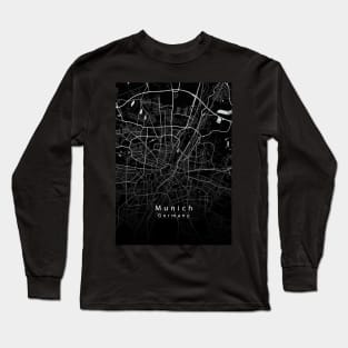 Munich Germany City Map dark Long Sleeve T-Shirt